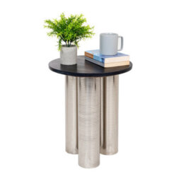 Round Coffee Tea Table Nesting Tables With Silverplatted Legs For Decoration In Living Room, Bedroom, Office, Balcony, Apartment - thumbnail 4