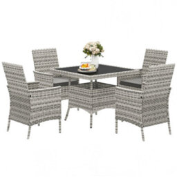 Outsunny 4 Seater Rattan Garden Furniture Set With Cushion, Mixed-Grey - thumbnail 2