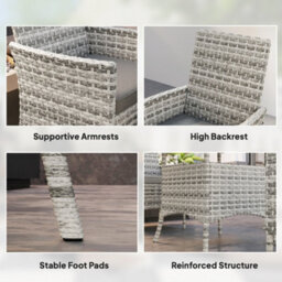 Outsunny 4 Seater Rattan Garden Furniture Set With Cushion, Mixed-Grey - thumbnail 7