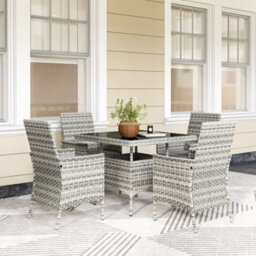 Outsunny 4 Seater Rattan Garden Furniture Set With Cushion, Mixed-Grey - thumbnail 1