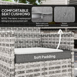 Outsunny 4 Seater Rattan Garden Furniture Set With Cushion, Mixed-Grey - thumbnail 4