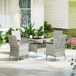 Outsunny 4 Seater Rattan Garden Furniture Set With Cushion, Mixed-Grey - thumbnail 8