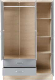 Seconique Nevada 3 Door 2 Drawer Mirrored Wardrobe Set Grey Gloss - thumbnail 4