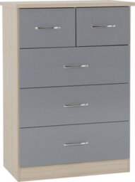 Seconique Nevada 3 Door 2 Drawer Mirrored Wardrobe Set Grey Gloss - thumbnail 7