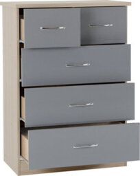 Seconique Nevada 3 Door 2 Drawer Mirrored Wardrobe Set Grey Gloss - thumbnail 8
