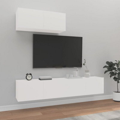 Berkfield 3 Piece Tv Cabinet Set White Engineered Wood - image 1