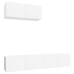 Berkfield 3 Piece Tv Cabinet Set White Engineered Wood - thumbnail 2