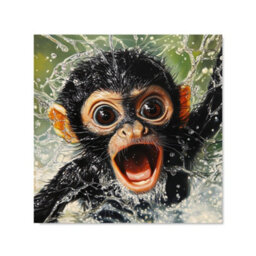 Warren Reed Designer Wide-Eyed Monkey's Splash Surprise Kitchen Splashback - thumbnail 2