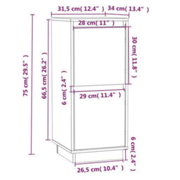 Walplus Sideboard White 31.5X34X75 Cm Solid Wood Pine - thumbnail 8