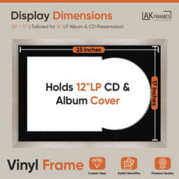 "AK Frames 25X17"" Aluminium Modern Vinyl Record Frame With Black Mount For 12 Inch Lp Cover & Disc - Overlapped Design" - thumbnail 2