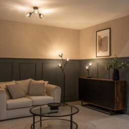 Valuelights Aria Black Metal 2 Way Bedside Table Lamp With Smoked Glass Lampshades - Bulbs Included - thumbnail 4