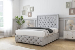 "Comfort Winchester Silver Naples Divan Bed Set No Drawers - 54"" Floor Standing & 12"" Footboard 4'6 Double" - thumbnail 2
