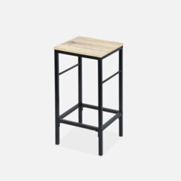 Sweeek - Wood And Metal High Table With 2 Stools Loft + Lars Natural 100X60X95 Cm - thumbnail 6