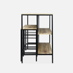 Sweeek - Wood And Metal High Table With 2 Stools Loft + Lars Natural 100X60X95 Cm - thumbnail 5