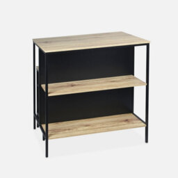 Sweeek - Wood And Metal High Table With 2 Stools Loft + Lars Natural 100X60X95 Cm - thumbnail 3