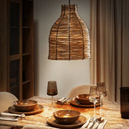 Wyld And Coco Natural Seagrass Pendant Lamp With Black Iron Base - Boho Hanging Light Shade, W31 X D31 X H137Cm - thumbnail 2