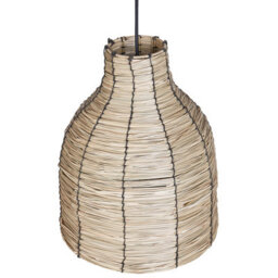 Wyld And Coco Natural Seagrass Pendant Lamp With Black Iron Base - Boho Hanging Light Shade, W31 X D31 X H137Cm - thumbnail 4