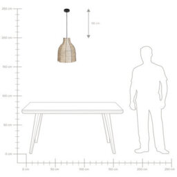 Wyld And Coco Natural Seagrass Pendant Lamp With Black Iron Base - Boho Hanging Light Shade, W31 X D31 X H137Cm - thumbnail 8