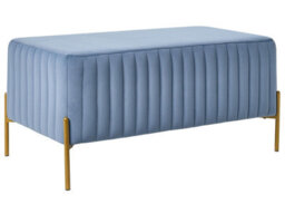 Wyld And Coco Blue Velvet Bench With Gold Metal Legs, 91 X 47 Cm - thumbnail 3