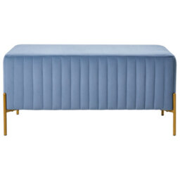 Wyld And Coco Blue Velvet Bench With Gold Metal Legs, 91 X 47 Cm - thumbnail 1