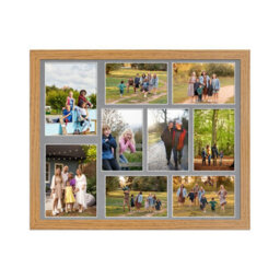 AK Frames 20X16 Oak Modern Multi Photo Frame With Mid Grey Mount - Holds 9 Apertures (2X) 7X5, (7X) 6X4 Photos