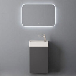 Durovin Bathrooms 400mm Wall Mounted Gray Vanity Unit Include Basin With  Illuminated Led Bathroom Mirror - thumbnail 1