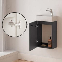Durovin Bathrooms 400mm Wall Mounted Gray Vanity Unit Include Basin With  Illuminated Led Bathroom Mirror - thumbnail 2