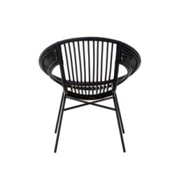 Orsina Black Natural Rattan And Black Iron Arm Chair, Comfortable Outdoor Chair, Durable Black Natural Dining Chair - thumbnail 4