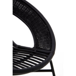 Orsina Black Natural Rattan And Black Iron Arm Chair, Comfortable Outdoor Chair, Durable Black Natural Dining Chair - thumbnail 5