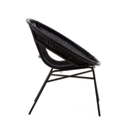 Orsina Black Natural Rattan And Black Iron Arm Chair, Comfortable Outdoor Chair, Durable Black Natural Dining Chair - thumbnail 3