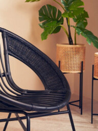 Orsina Black Natural Rattan And Black Iron Arm Chair, Comfortable Outdoor Chair, Durable Black Natural Dining Chair - thumbnail 8