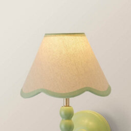 Valuelights Florie Linen Green Scallop Trim Mini Lamp Shade (D)19Cm - thumbnail 1