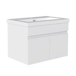 AVER-GROWTH 600mm Bathroom Vanity Unit With Resin Sink 2 Doors Wall Hung Matt White Bathroom Cabinet Storage Cupboard Furniture - thumbnail 2
