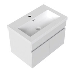 AVER-GROWTH 600mm Bathroom Vanity Unit With Resin Sink 2 Doors Wall Hung Matt White Bathroom Cabinet Storage Cupboard Furniture - thumbnail 1