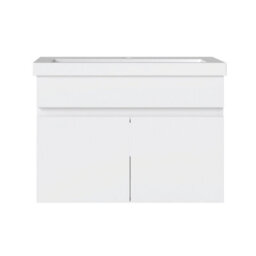 AVER-GROWTH 600mm Bathroom Vanity Unit With Resin Sink 2 Doors Wall Hung Matt White Bathroom Cabinet Storage Cupboard Furniture - thumbnail 3