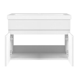 AVER-GROWTH 600mm Bathroom Vanity Unit With Resin Sink 2 Doors Wall Hung Matt White Bathroom Cabinet Storage Cupboard Furniture - thumbnail 4