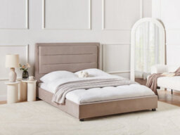 Beliani Bed Velvet Rouen 140 X 200 Cm (Eu Double) Taupe - thumbnail 2
