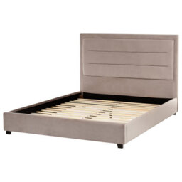 Beliani Bed Velvet Rouen 140 X 200 Cm (Eu Double) Taupe - thumbnail 6
