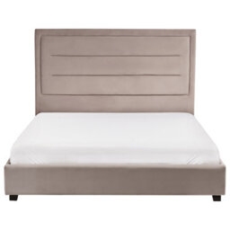 Beliani Bed Velvet Rouen 140 X 200 Cm (Eu Double) Taupe - thumbnail 4