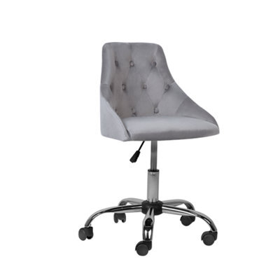 Beliani Desk Chair Parrish Velvet Grey - image 1
