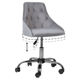 Beliani Desk Chair Parrish Velvet Grey - thumbnail 7