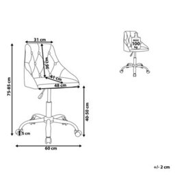 Beliani Desk Chair Parrish Velvet Grey - thumbnail 3