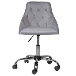 Beliani Desk Chair Parrish Velvet Grey - thumbnail 4