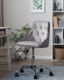Beliani Desk Chair Parrish Velvet Grey - thumbnail 2