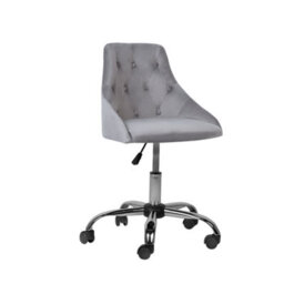 Beliani Desk Chair Parrish Velvet Grey - thumbnail 1