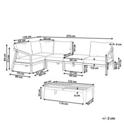 Beliani Garden Corner Sofa With Table 5 Seater Rivello Modular Acacia Wood Light Brown - thumbnail 3