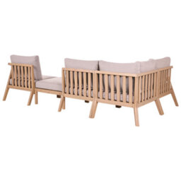 Beliani Garden Corner Sofa With Table 5 Seater Rivello Modular Acacia Wood Light Brown - thumbnail 5