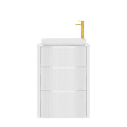 Royal Bathrooms Avenza 600mm Matt White Floor Standing Countertop Bathroom Vanity Unit 3 Drawer With Qubix Basin - thumbnail 6