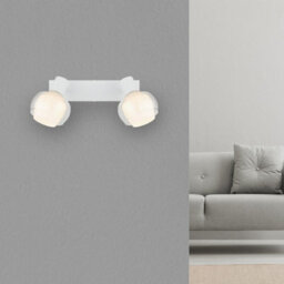 Luminosa Lighting Luminosa Tokki Twin Ceiling Spotlight White Matt Clear Glass Shade 2X E14 - thumbnail 8