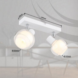 Luminosa Lighting Luminosa Tokki Twin Ceiling Spotlight White Matt Clear Glass Shade 2X E14 - thumbnail 9